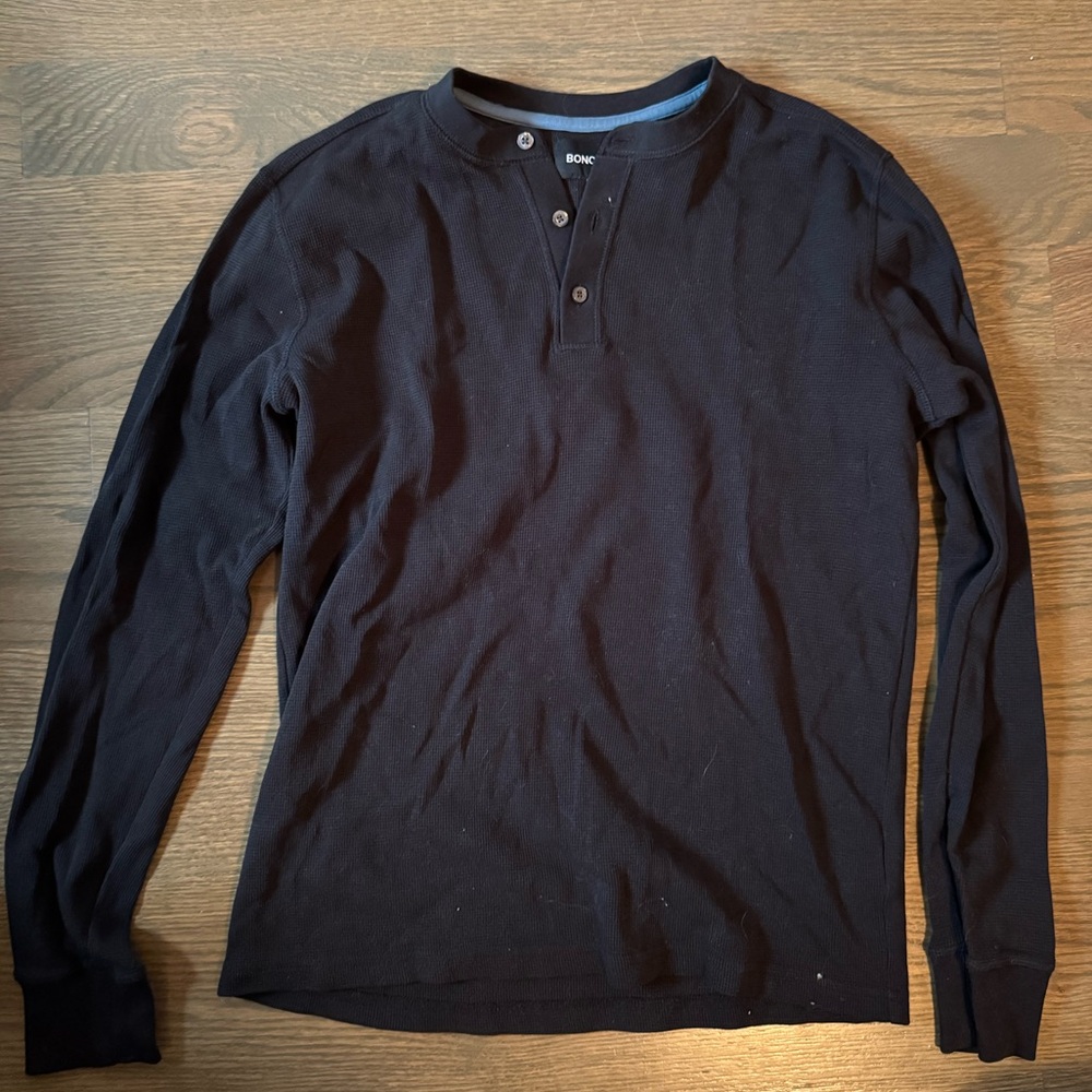 Bonobos Black Long Sleeve Henley Shirt